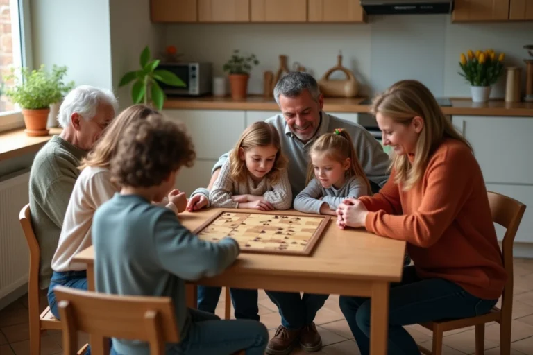 Famille multigenerational jouant à un jeu de société à la maison