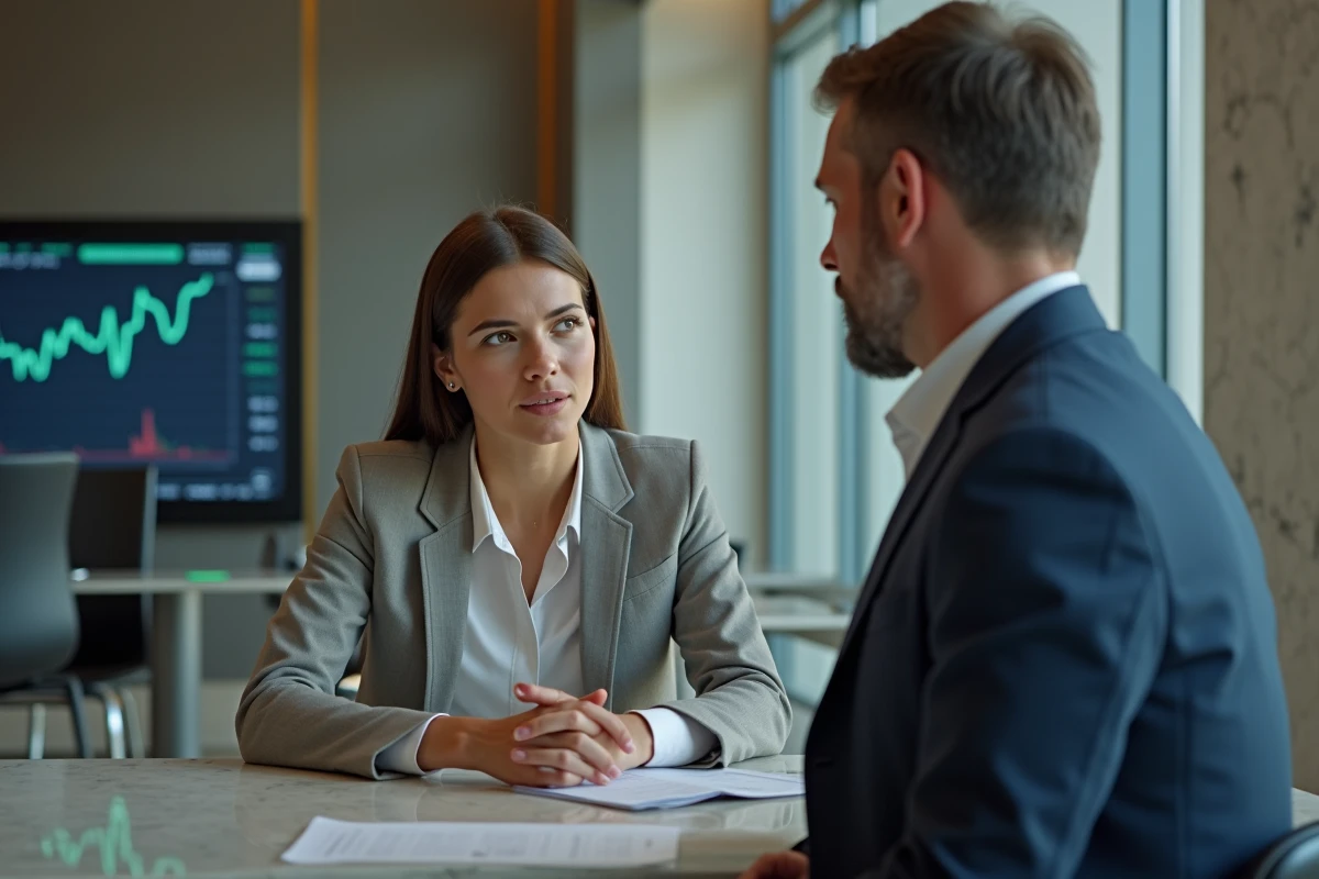 Jeune femme discutant stratégie d