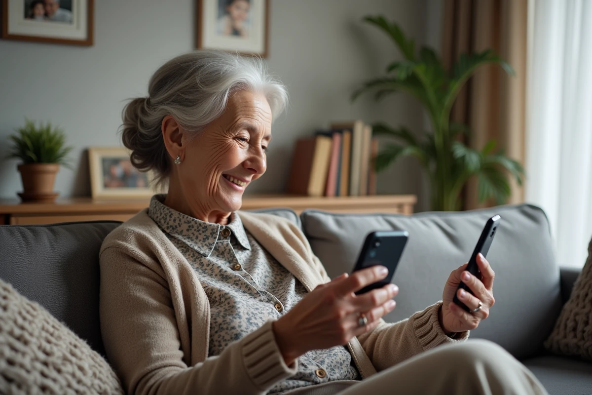 Femme âgée souriante lors d