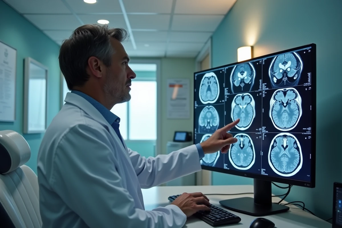Radiologue examinant des scans MRI cérébraux